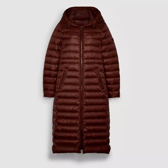 Coach Long Down Coat With Hood Burgundy